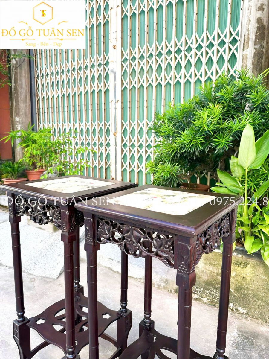 Hình ảnh đôn kệ vuông to cao đục nho 